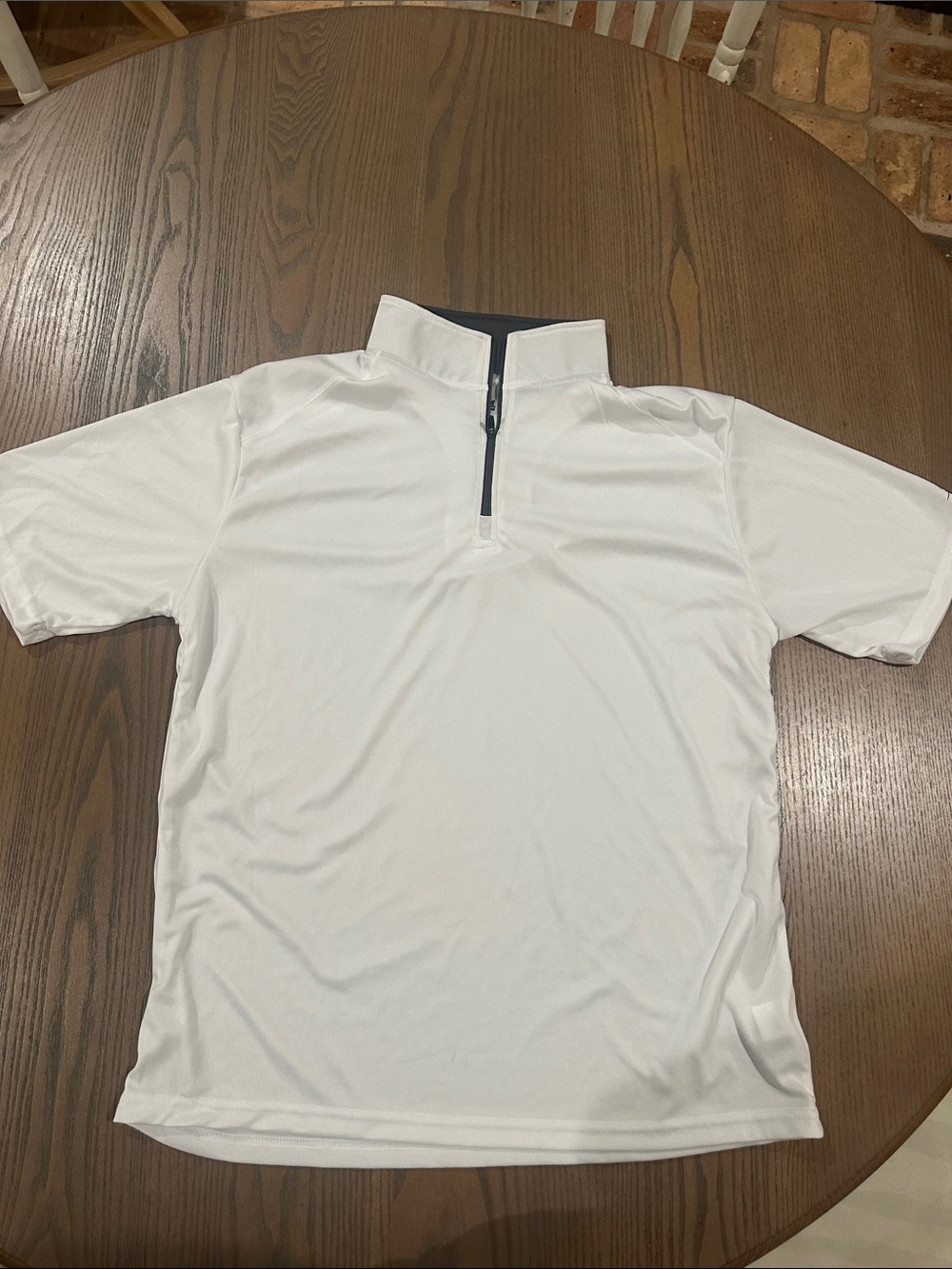 Men's White Short-Sleeve Polo with Quarter-Zip